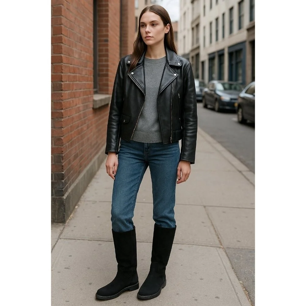 Gravati Black Suede Knee High Boots Vibram Gumlite Sole Classic Riding Style 9M